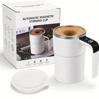 Smart Self-Stirring Coffee Mug – 380ml, LED Temp Display, Fast Type-C Charging