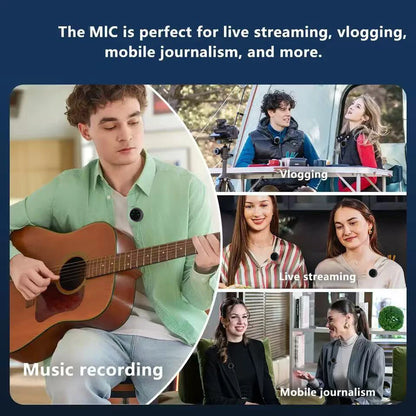 2-in-1 Wireless Lavalier Mic for iPhone/Android – Mini Vlog & Streaming Mic
