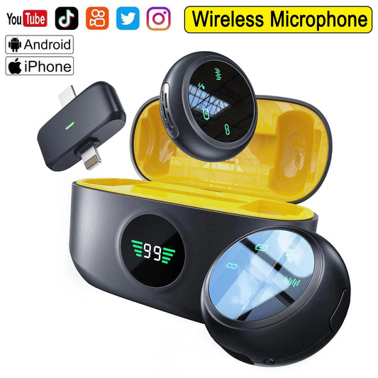 2-in-1 Wireless Lavalier Mic for iPhone/Android – Mini Vlog & Streaming Mic