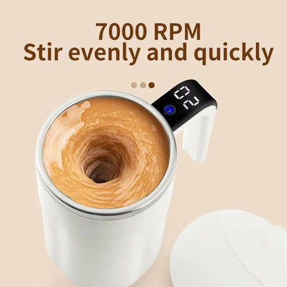 Smart Self-Stirring Coffee Mug – 380ml, LED Temp Display, Fast Type-C Charging