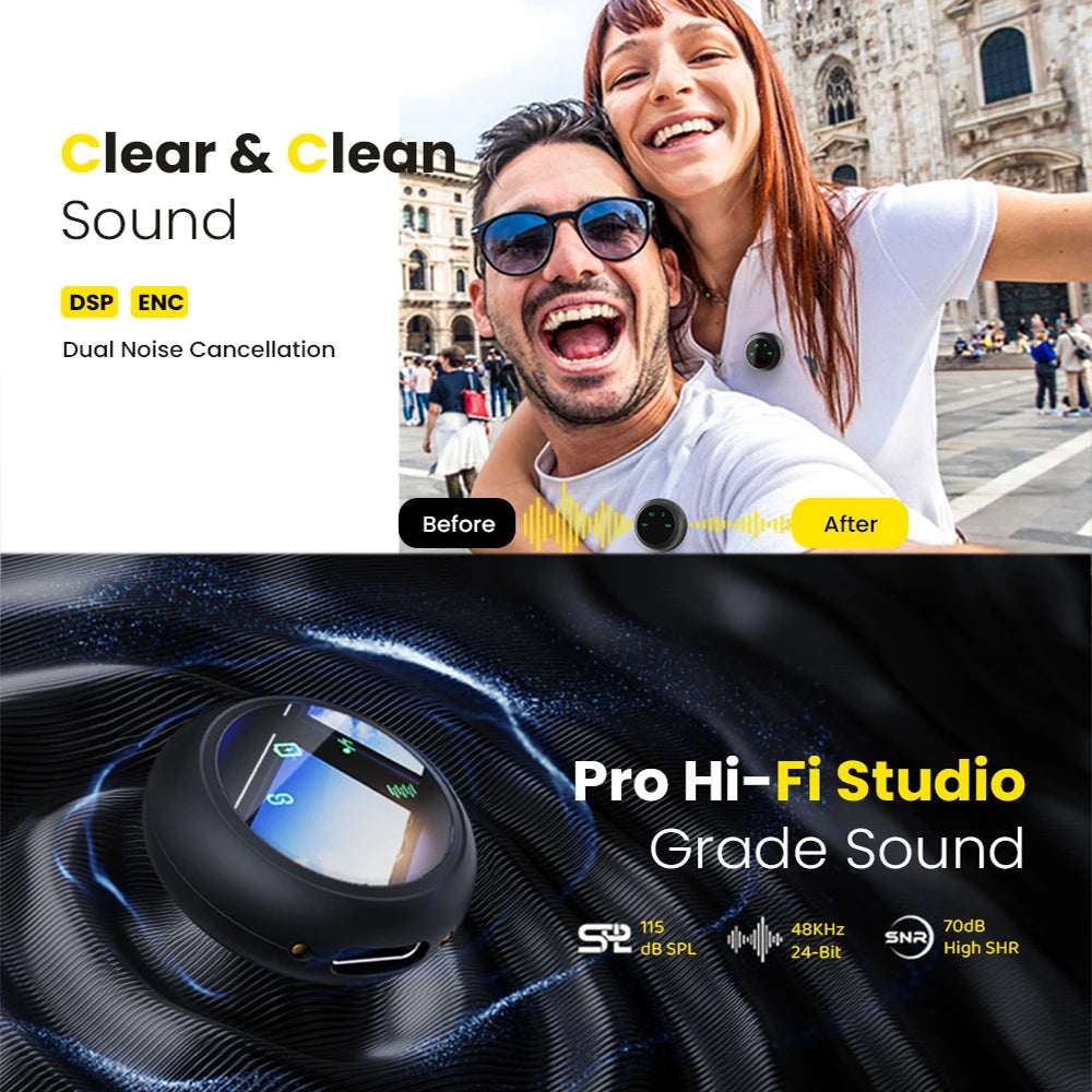 2-in-1 Wireless Lavalier Mic for iPhone/Android – Mini Vlog & Streaming Mic