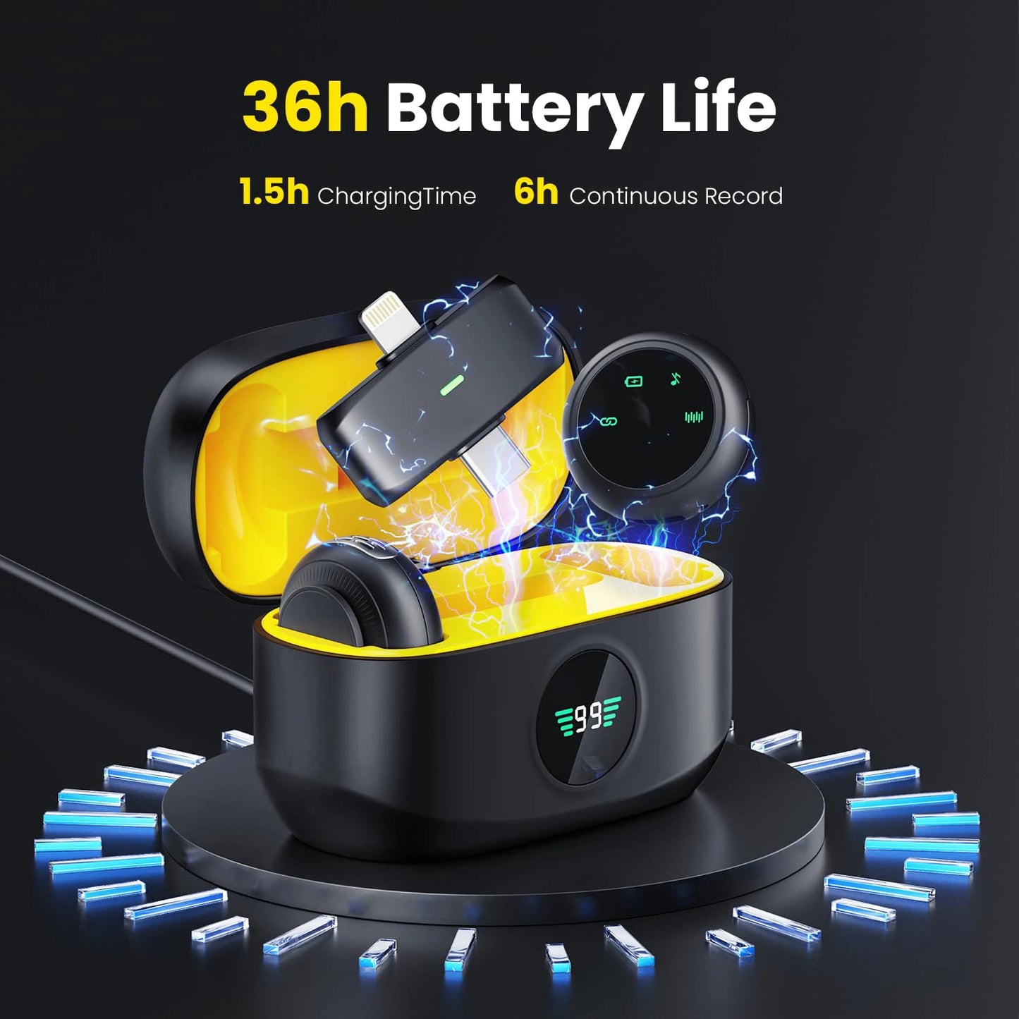 2-in-1 Wireless Lavalier Mic for iPhone/Android – Mini Vlog & Streaming Mic