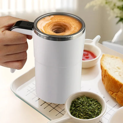 Smart Self-Stirring Coffee Mug – 380ml, LED Temp Display, Fast Type-C Charging