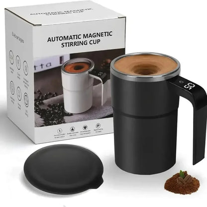 Smart Self-Stirring Coffee Mug – 380ml, LED Temp Display, Fast Type-C Charging